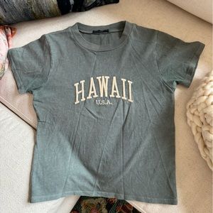 Brandy Melville Sage Green “Hawaii” Baby Tee